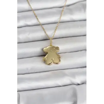 316L Çelik Zincir Gold Renk Ayıcık Model Açılabilir Kadın Kolye