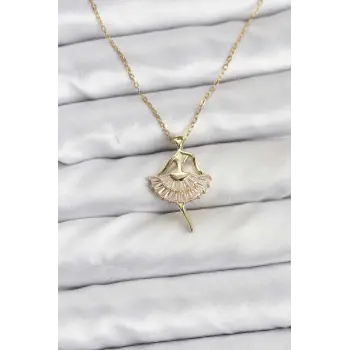 316L Çelik Zincir Gold Renk Balerin Model Kadın Kolye