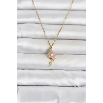 316L Çelik Zincir Gold Renk Flamingo Model Kadın Kolye
