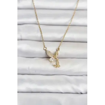 316L Çelik Zincir Gold Renk Kelebek Model Kadın Kolye