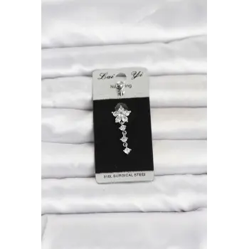 316L Cerrahi Çelik Sallantılı Çiçek Model Göbek Piercing