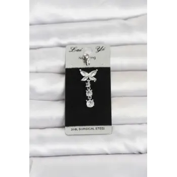 316L Cerrahi Çelik Sallantılı Kelebek Model Göbek Piercing