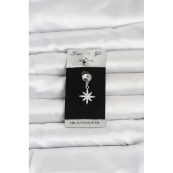 316L Cerrahi Çelik Sallantılı Kutup Yıldızı Model Göbek Piercing