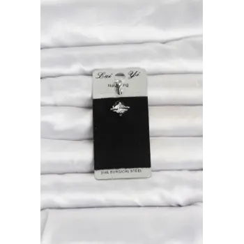 316L Cerrahi Çelik Zirkon Taşlı Göbek Piercing