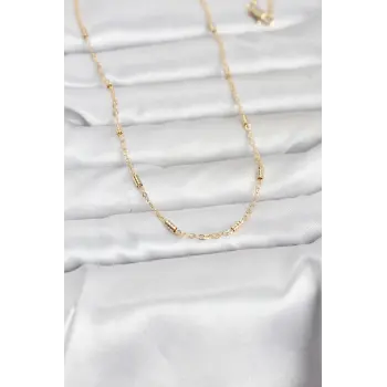 CM 14K Gold Renk Bar Zincir Model 60 cm Kadın Kolye