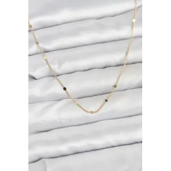CM 14K Gold Renk Ezme Pul Model 60 cm Kadın Kolye