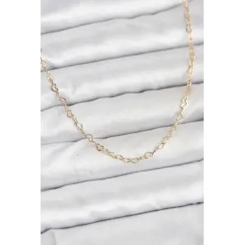 CM 14K Gold Renk Kalp Zincirli Kadın Kolye