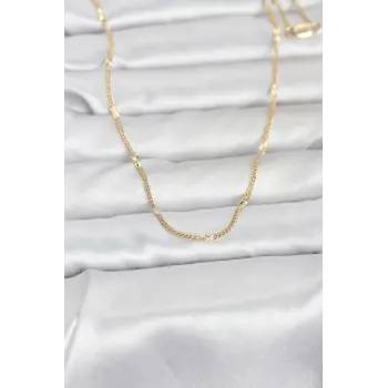 CM 14K Gold Renk Lazer Puntalı Model 60 cm Kadın Kolye
