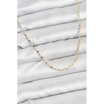 CM 14K Gold Renk Pirinç Gemi Zinciri Model Kadın Kolye