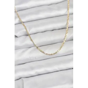 CM 14K Gold Renk Pirinç Lazer Model 60 cm Kadın Kolye