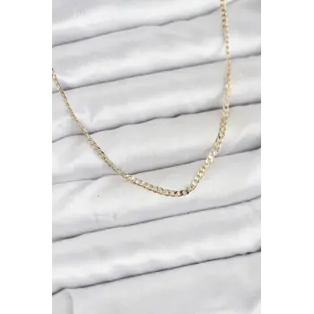 CM 14K Gold Renk Pirinç Zincir Model Kadın Kolye