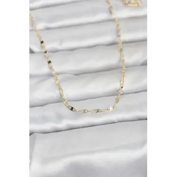CM 14K Gold Renk Yassı Gemici Zincir Model 60 cm Kadın Kolye