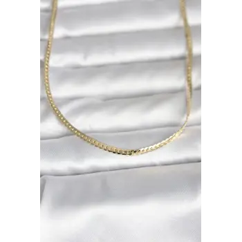 CM 14K Gold Renk Yassı Zincir Model 45 cm Kadın Kolye