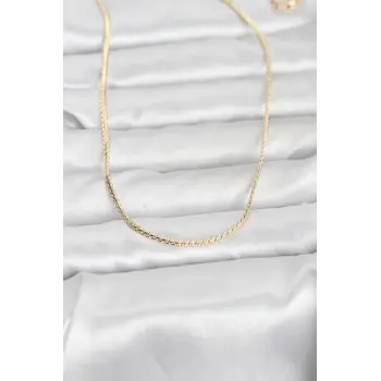 CM 14K Gold Renk Yassı Zincir Model 60 cm Kadın Kolye