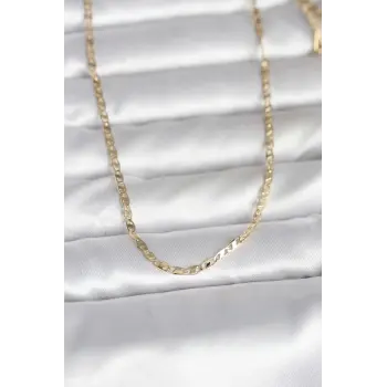 CM 14K Gold Renk Yassı Zincir Model 60 cm Kadın Kolye