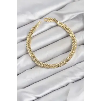 CM Başak Model Gold Renk Pirinç Kadın Bileklik