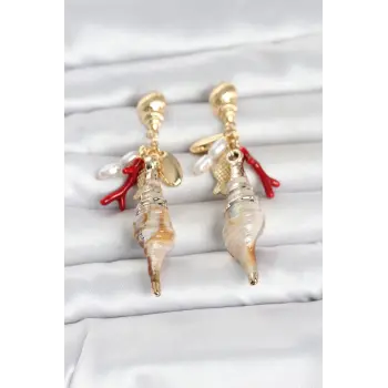 Deniz Kabuğu Model Deniz Temalı Kadın Küpe