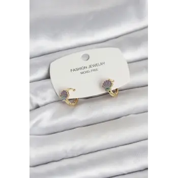 Deniz Kabuğu Model Gold Pirinç Çocuk Küpe