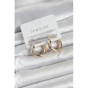 Gold Renk Pirinç Halka 20 mm Kadın Küpe