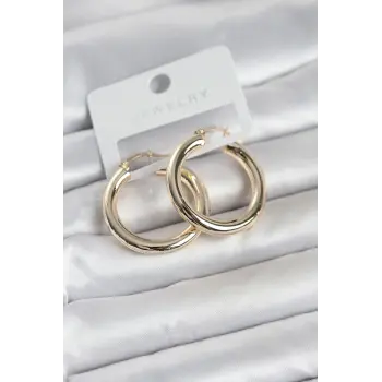 Gold Renk Pirinç Halka 30 mm Kadın Küpe
