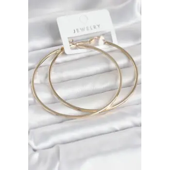 Gold Renk Pirinç Köşeli Kenar Halka 72 mm Kadın Küpe