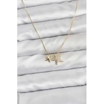 Gold Renk Pirinç Minimal Yıldız Model Kadın Kolye