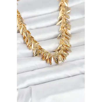 Gold Renk Pirinç Saçaklı Kadın Kadın Kolye