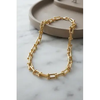 Gold Renk Pirinç Tifani Model Kadın Kolye