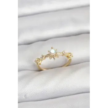 Gold Renk Pirinç Yıldız Model Kadın Yüzük