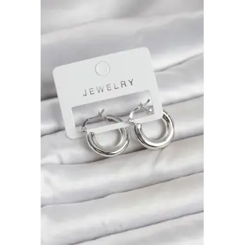 Gümüş Renk Pirinç Halka 20 mm Kadın Küpe