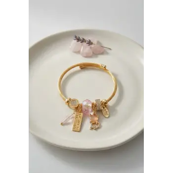 Kedili Model Pembe Charmlı Bileklik