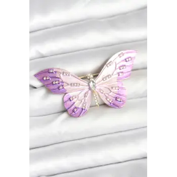 Lila Renk Kelebek Model Broş