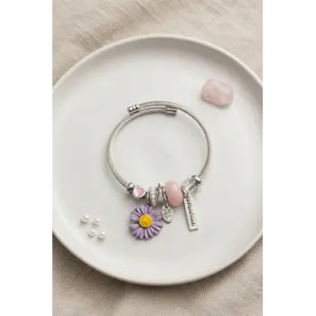 Mor Papatya Charmlı Bileklik