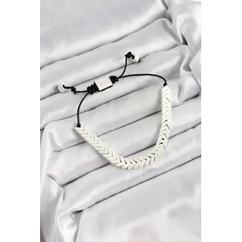 Pirinç Asansörlü Beyaz Juju Kadın Bileklik