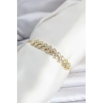 Pirinç Gold Renk Başak Model Su Yolu Kadın Bileklik