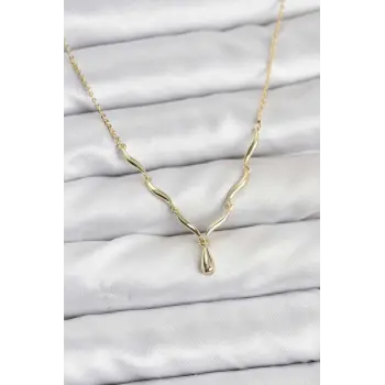 Pirinç Gold Renk Damla Model Kadın Kolye