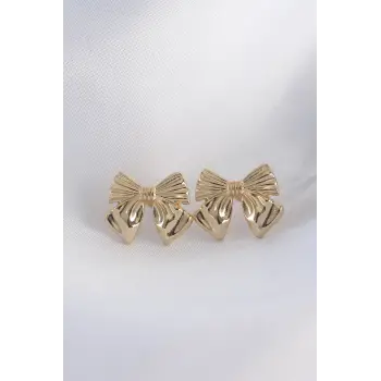 Pirinç Gold Renk Fiyonk Küpe