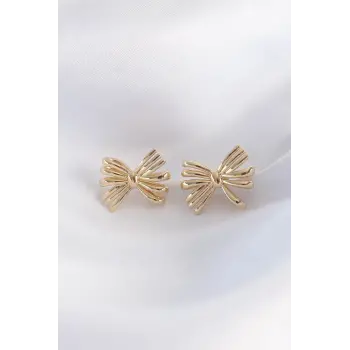 Pirinç Gold Renk Fiyonk Küpe