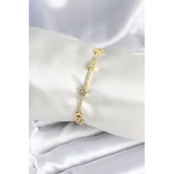 Pirinç Gold Renk Halley Yıldız Model Kadın Bileklik