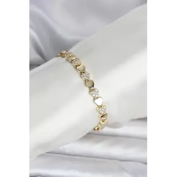 Pirinç Gold Renk Kalpli Model Kadın Bileklik