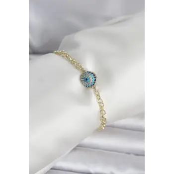 Pirinç Gold Renk Nazar Model Kadın Bileklik