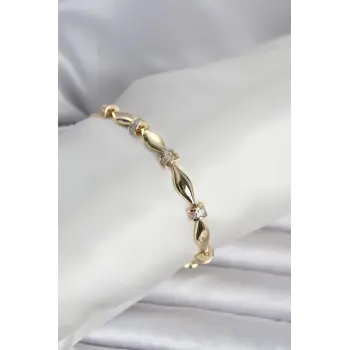 Pirinç Gold Renk Sütun Model Kadın Bileklik