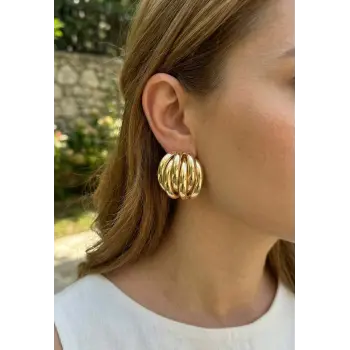 Pirinç Gold Renk Vintage Kadın Küpe