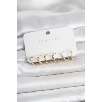 Pirinç Gold Renk Yılan Model Kadın Küpe Seti