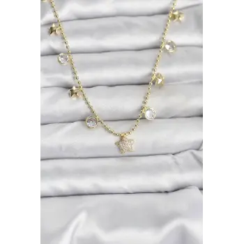 Pirinç Gold Renk Yıldız Model Kadın Kolye