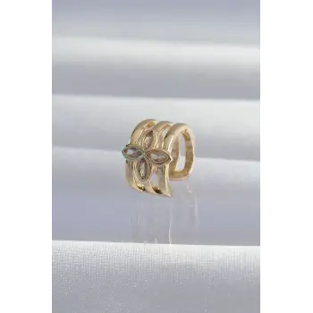 Pirinç Gold Renk Yonca Earcuff Küpe