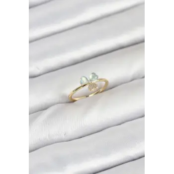 Pirinç Gold Renk Yonca Model Kadın Yüzük