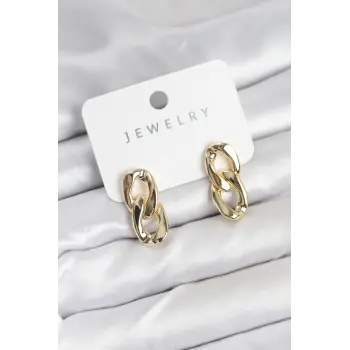Pirinç Gold Renk Zincir Model Kadın Küpe