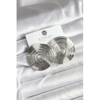 Pirinç Gümüş Renk Circle Model Kadın Küpe