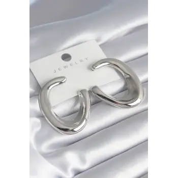 Pirinç Gümüş Renk Halka Model Kadın Küpe